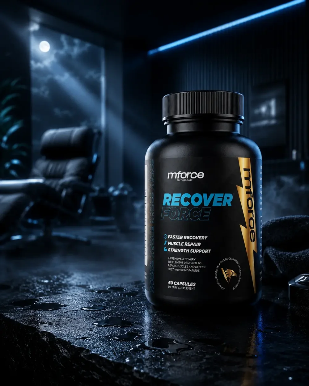 RECOVER FORCE — flacon dans la nuit bleue